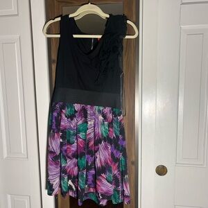Black and Multicolor Sleeveless Dress